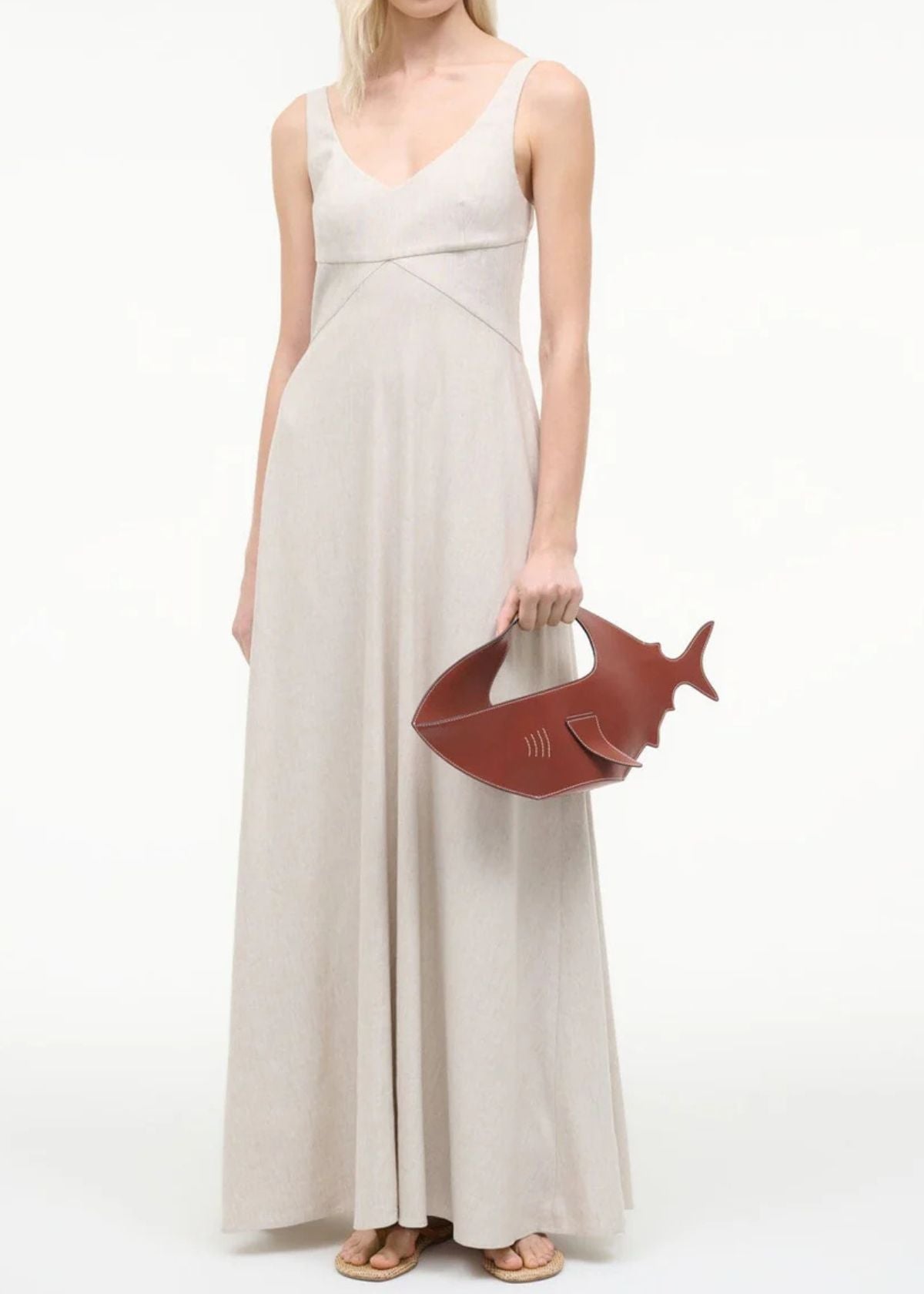 STAUD Shark Leather Handbag - Tobacco