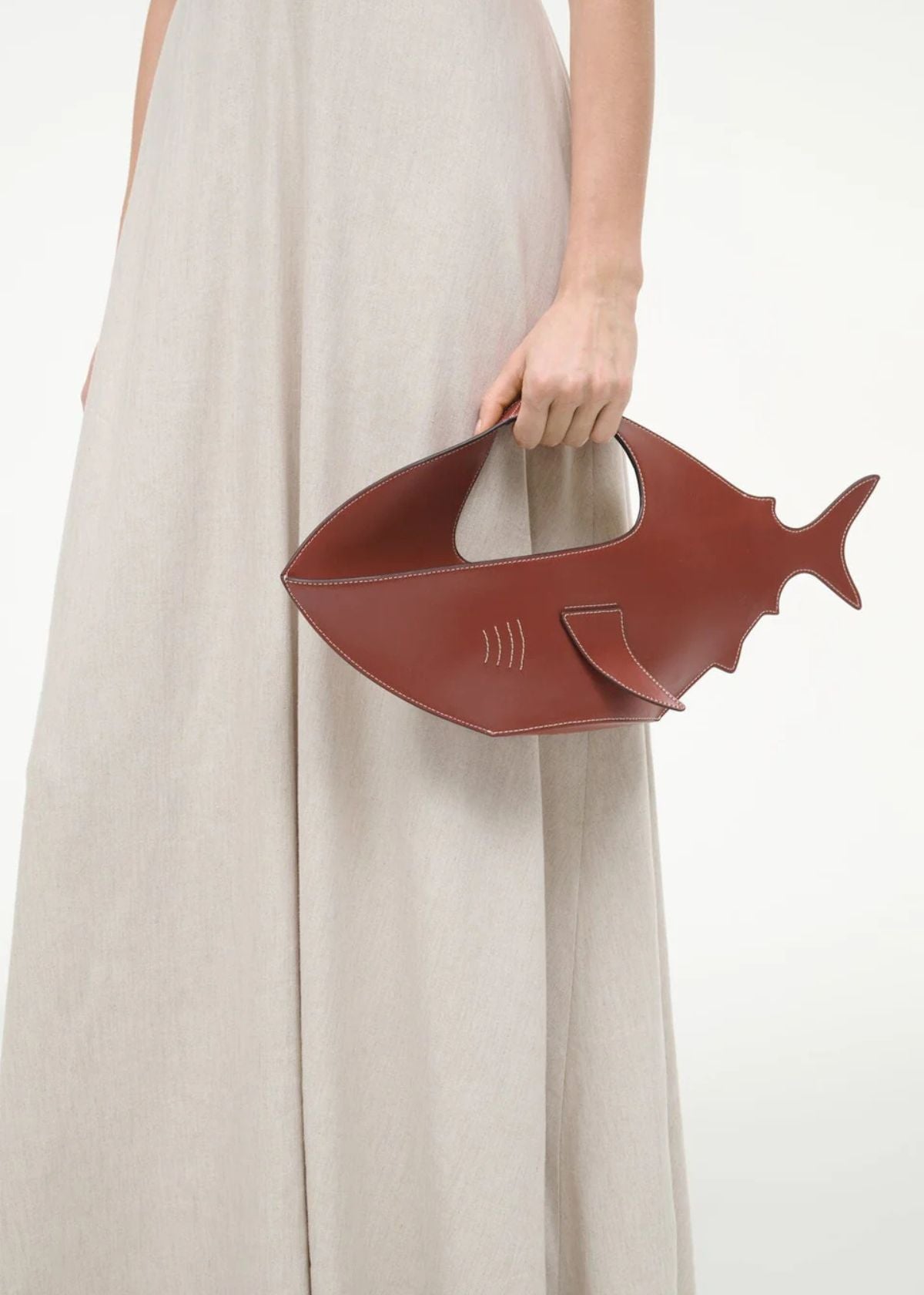 STAUD Shark Leather Handbag - Tobacco