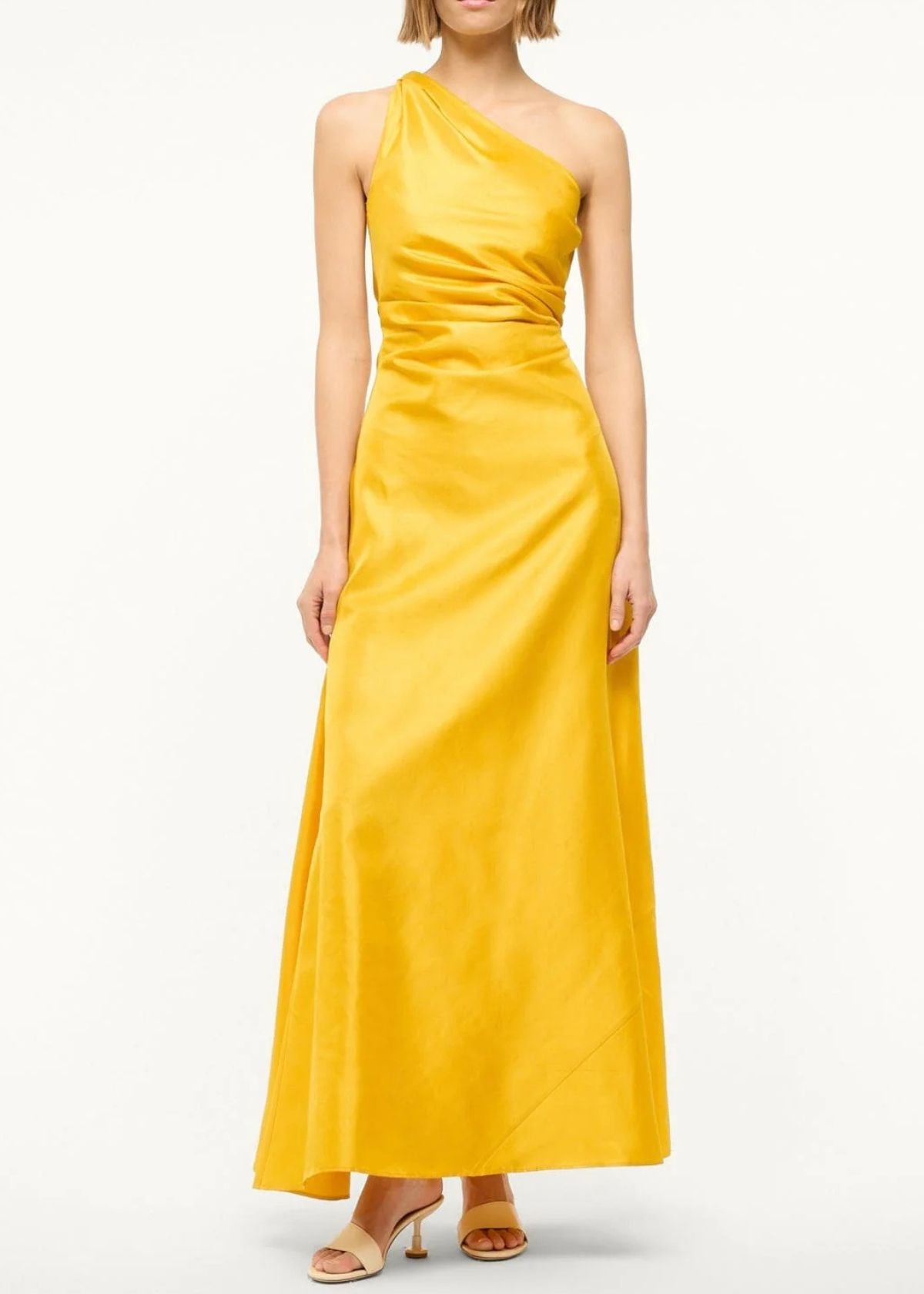 STAUD Este Silk Dress - Sunset Gold