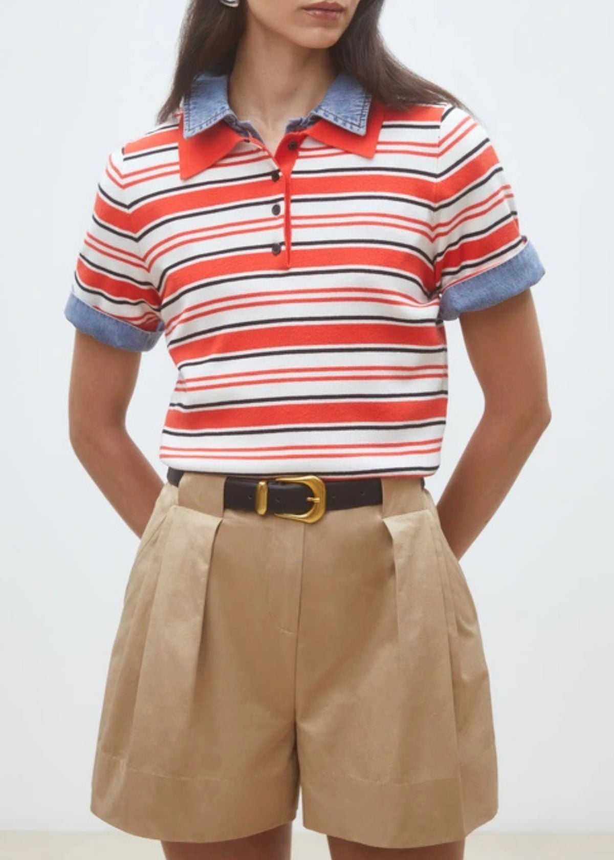 SUNCOO Basil Plain Pleated Short - Camel