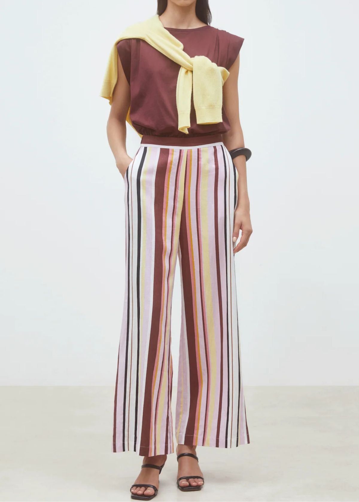 SUNCOO Jay Striped Pant - Rose