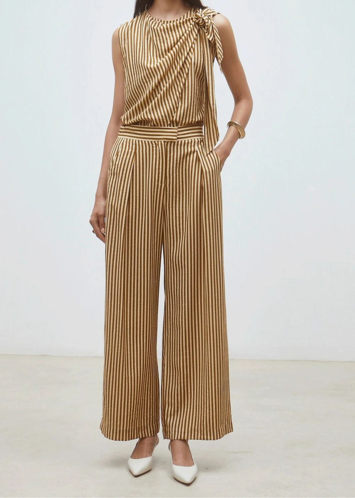 SUNCOO Jorys Striped Pant - Camel