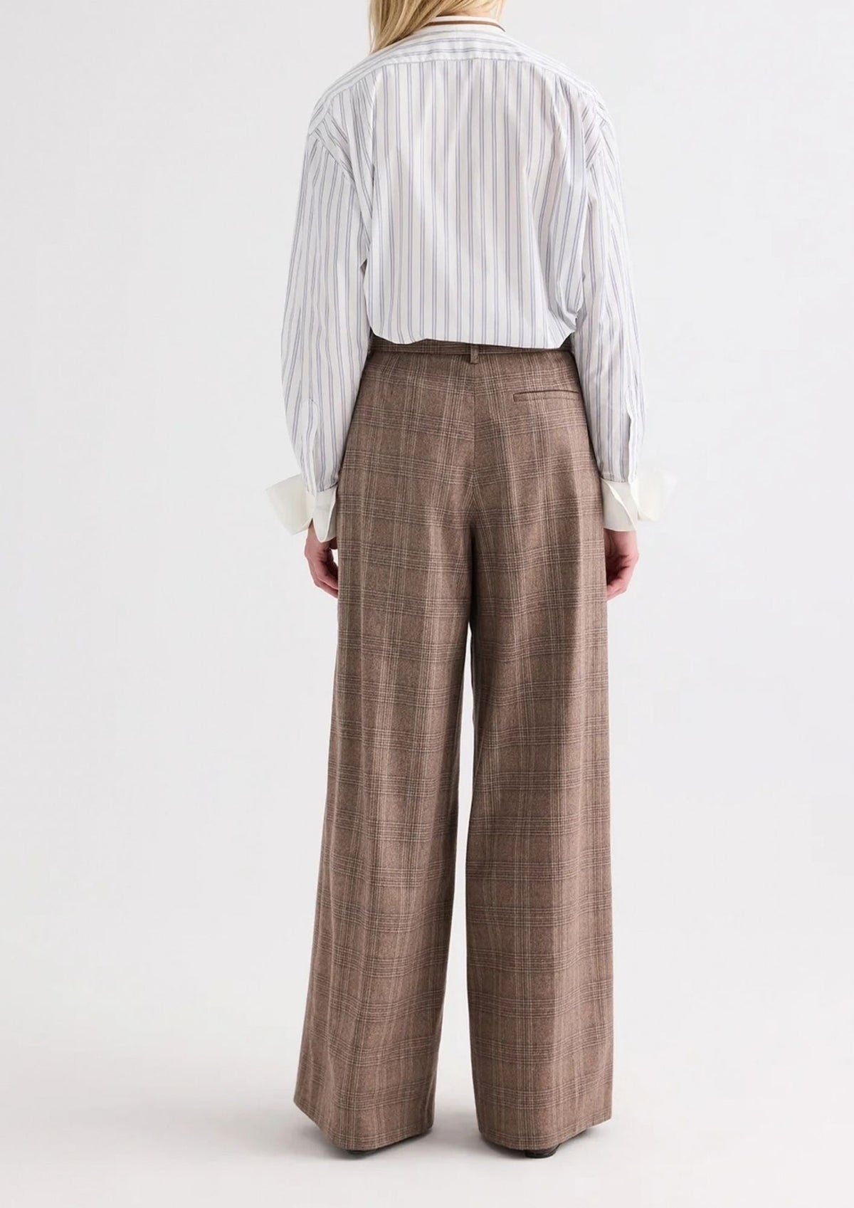 TWP Avery Glen Plaid Wool Pant - Brown Multi