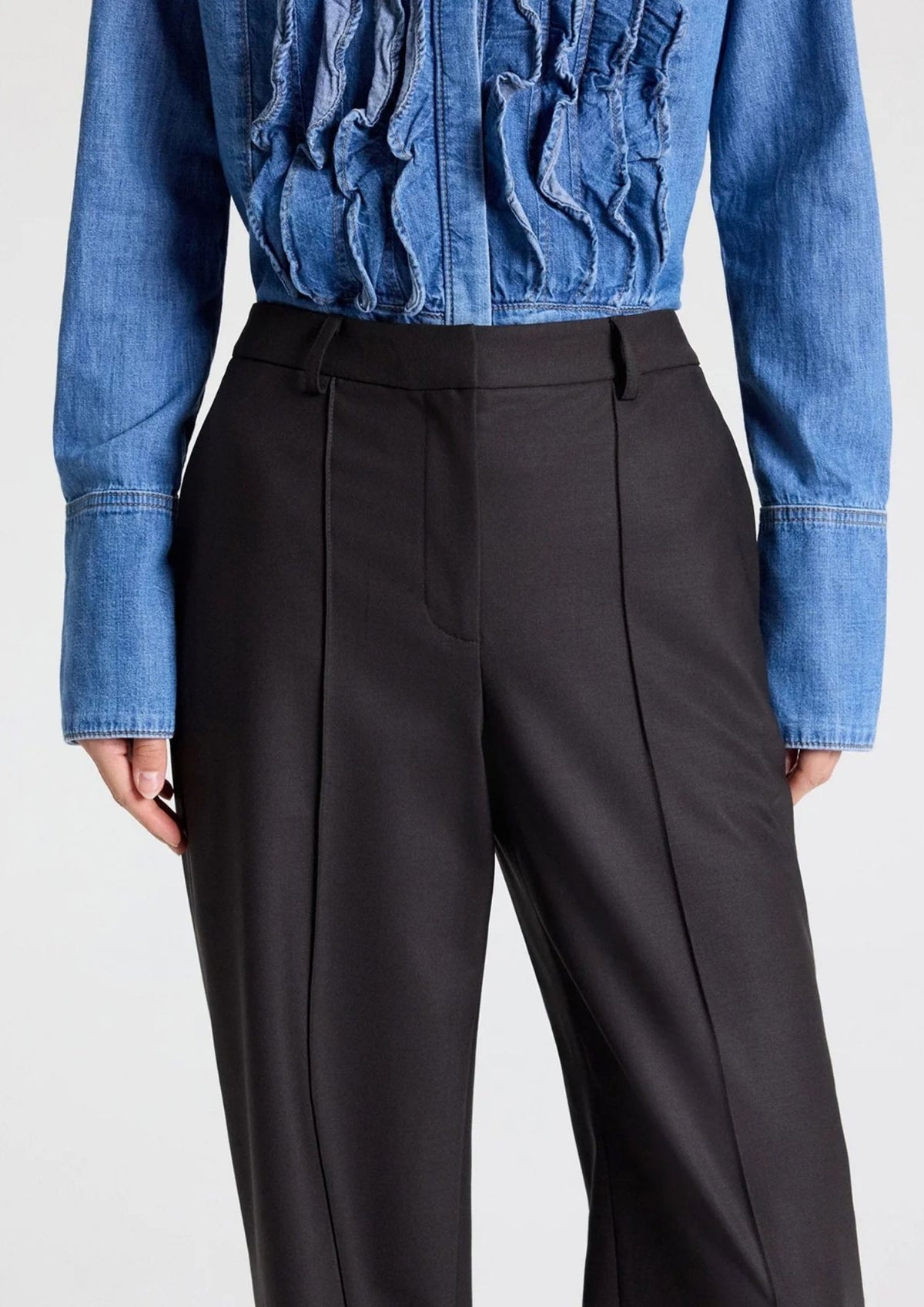 TWP Isla Wide Leg Wool Pant - Chocolate