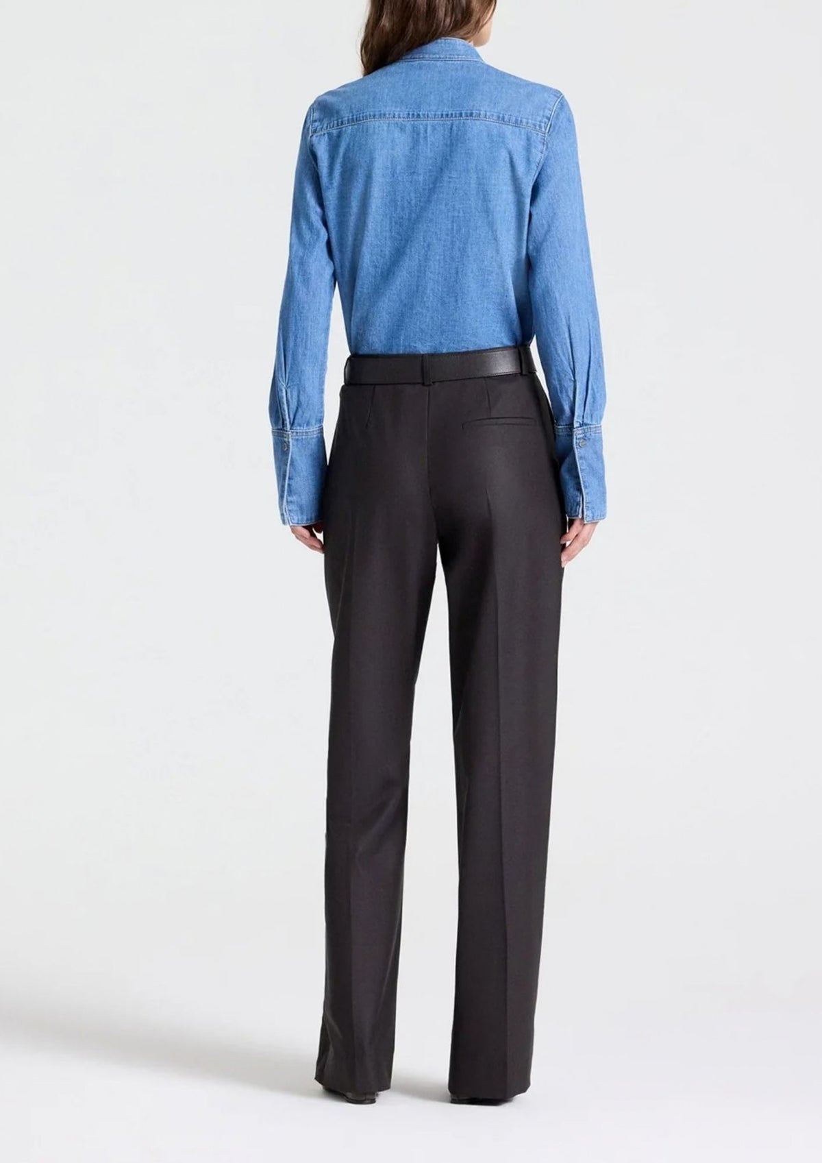 TWP Isla Wide Leg Wool Pant - Chocolate