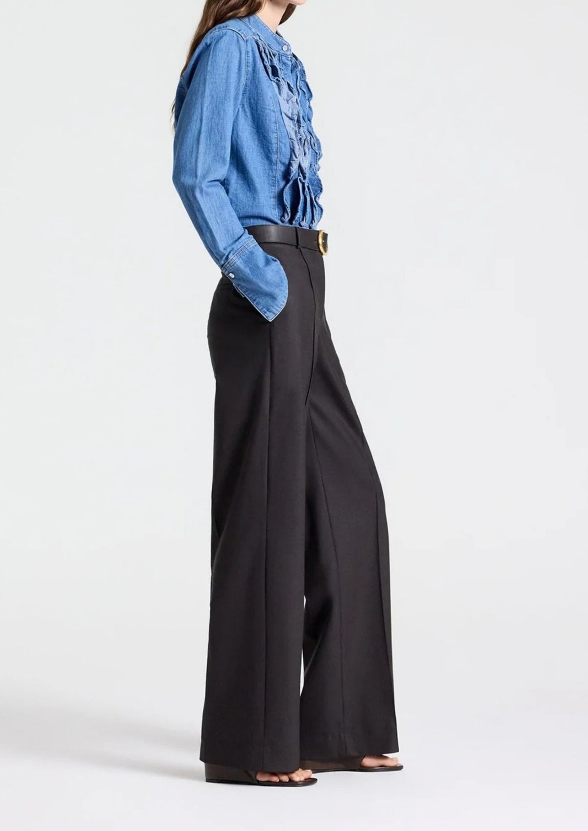 TWP Isla Wide Leg Wool Pant - Chocolate