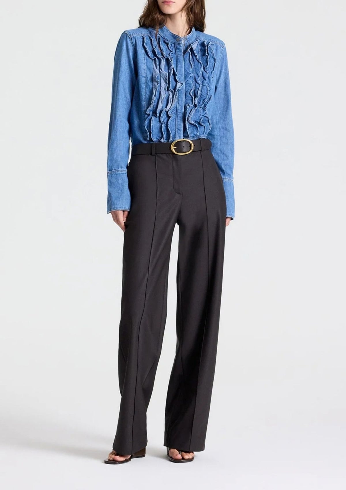 TWP Isla Wide Leg Wool Pant - Chocolate