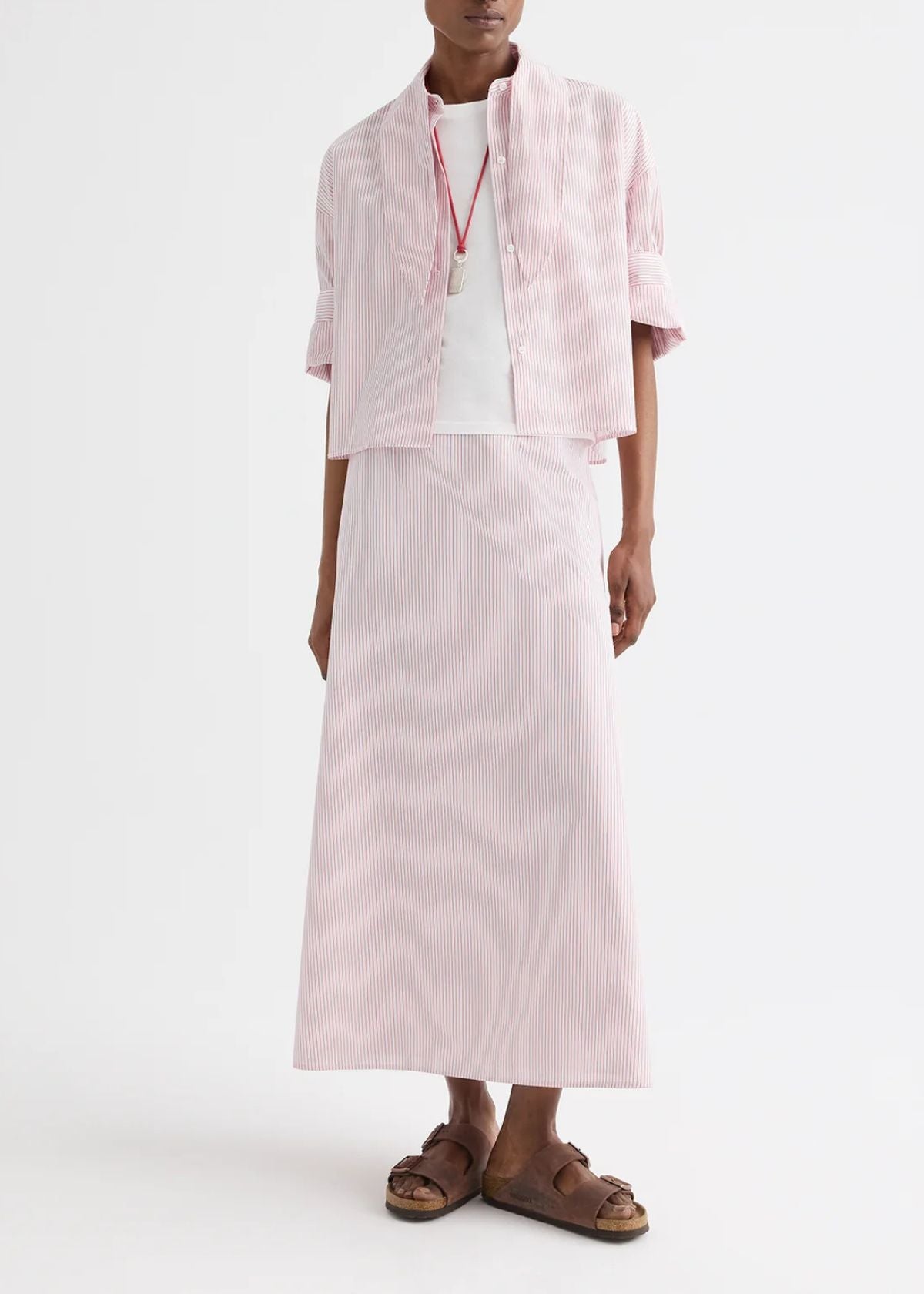 TWP A-Line Skirt - White/Red