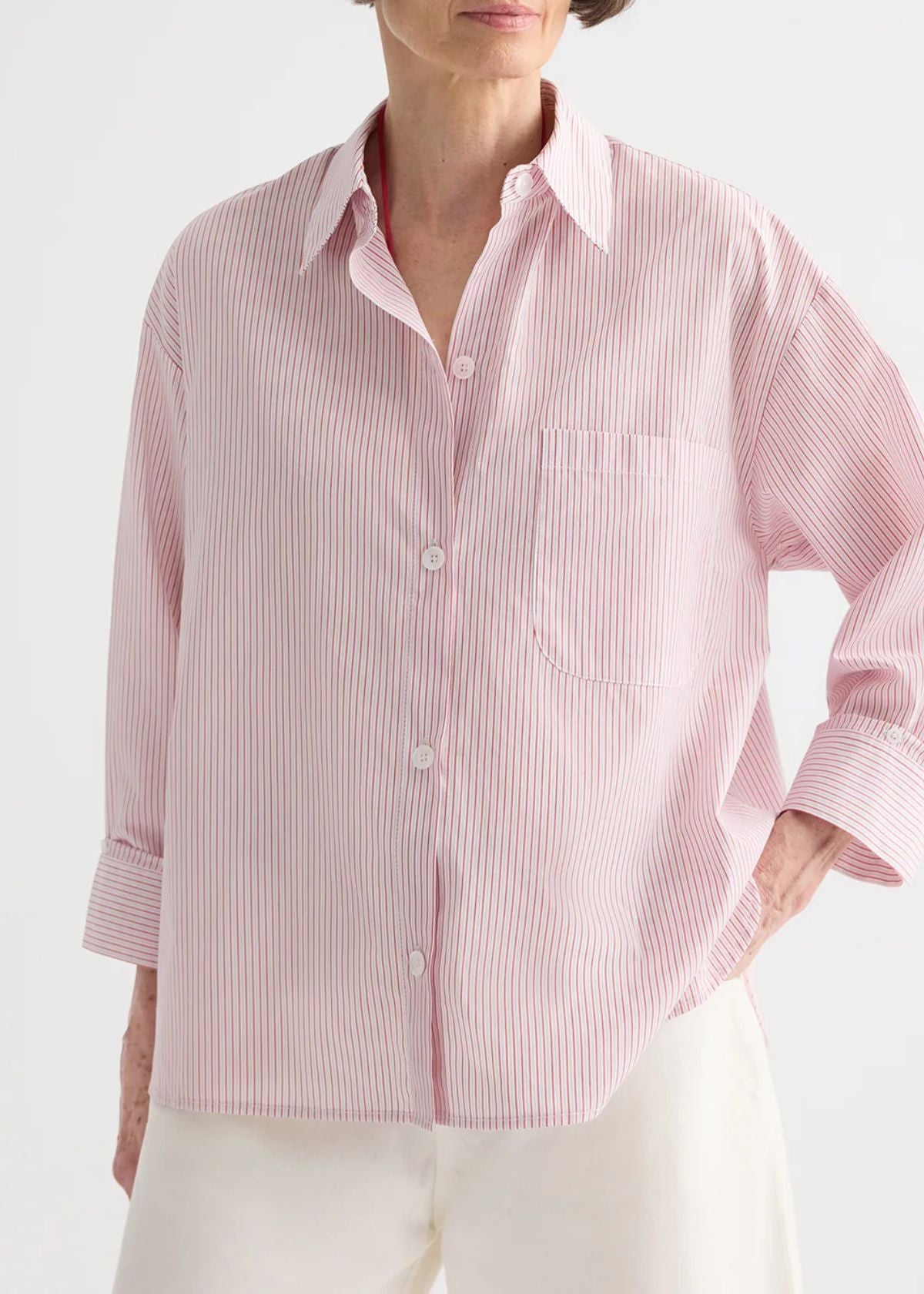 TWP Newest Earl Top - White/Red
