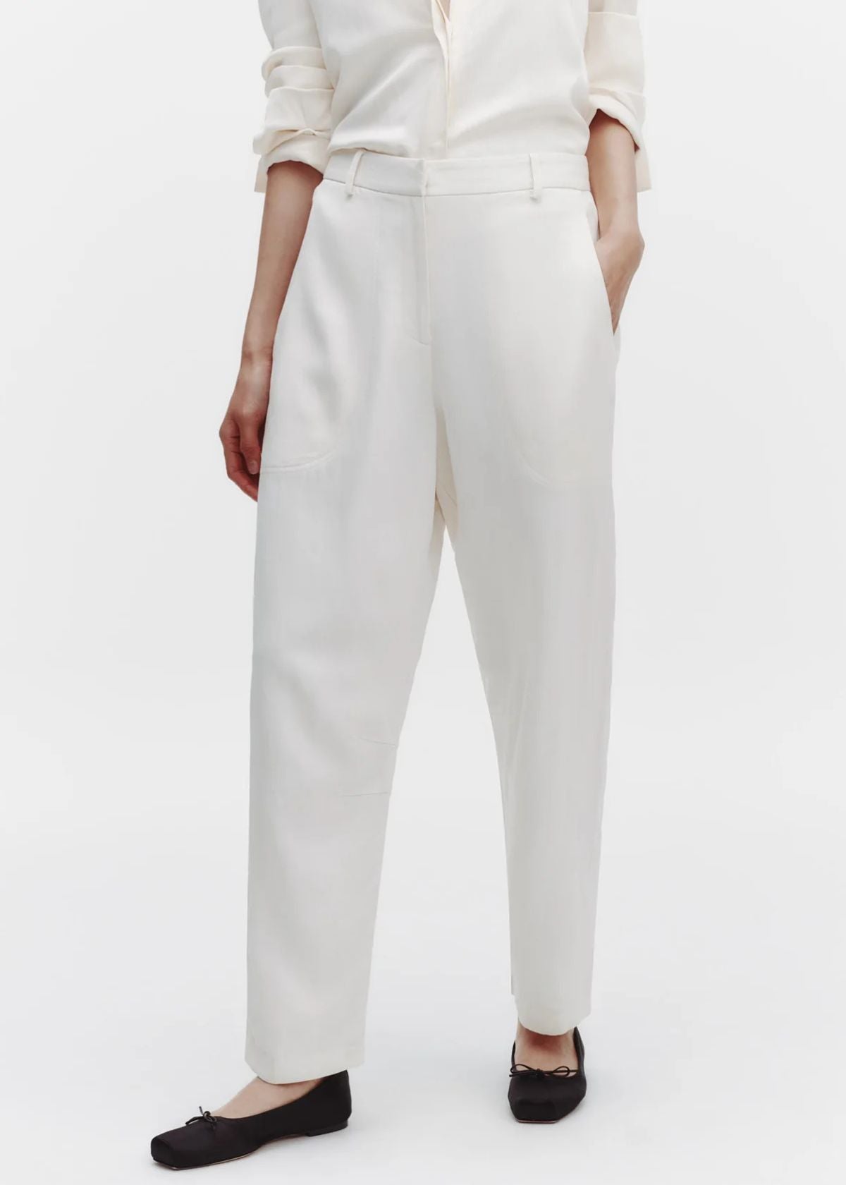 TWP Jetties Coated Viscose Linen Beach Pant - Bone