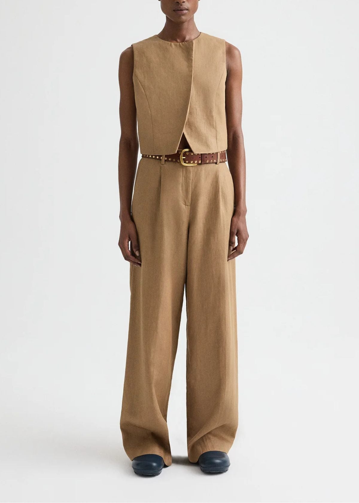 TWP High Neck Hidden Placket Vest - Ermine