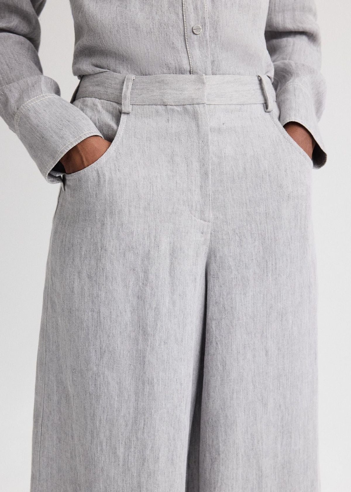 TWP Dillon Wide Leg Pant - Light Heather Grey