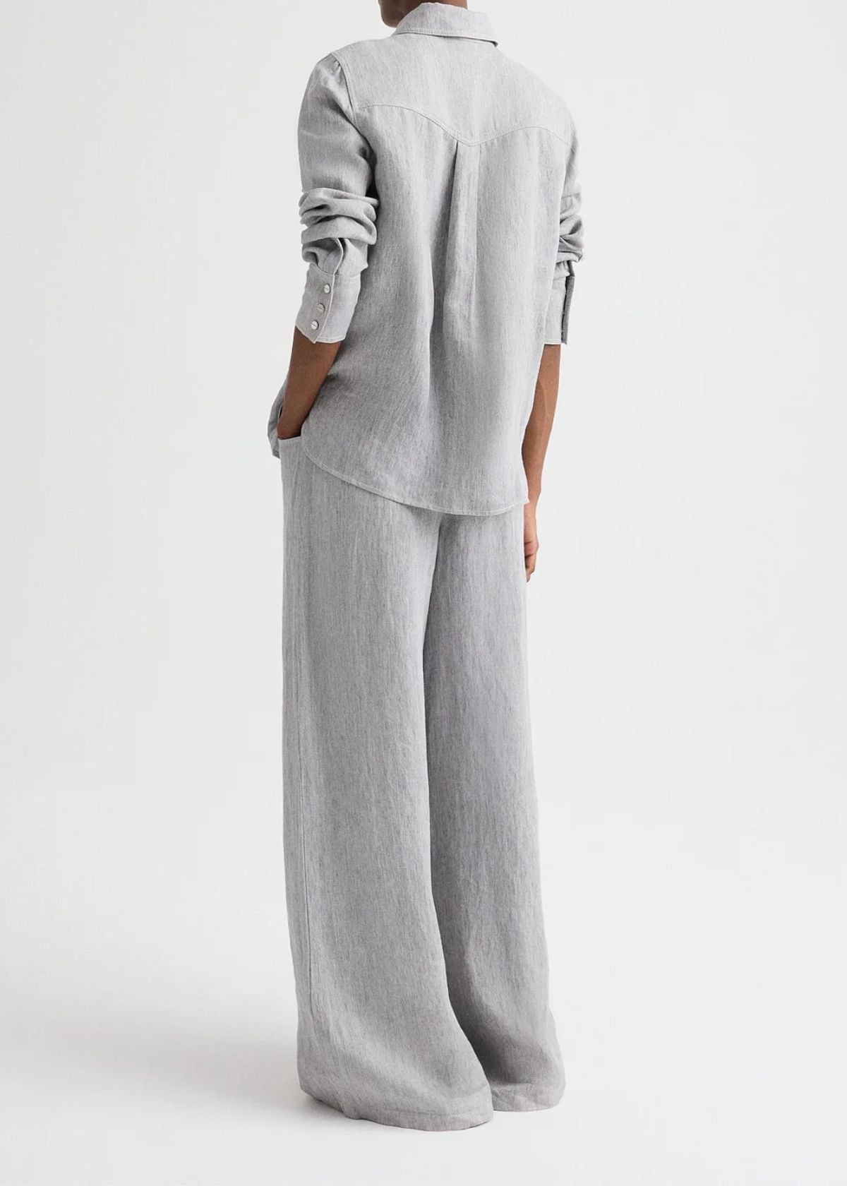 TWP Dillon Wide Leg Pant - Light Heather Grey