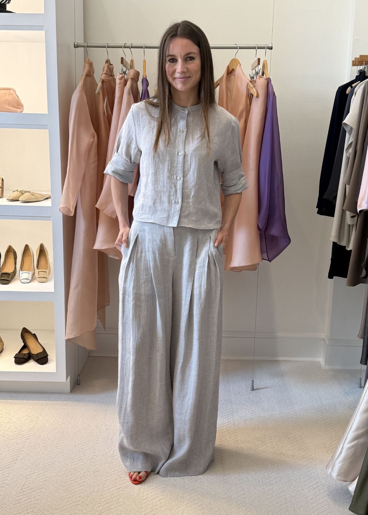 TWP Drew Wide Leg Pant - Light Heather Grey