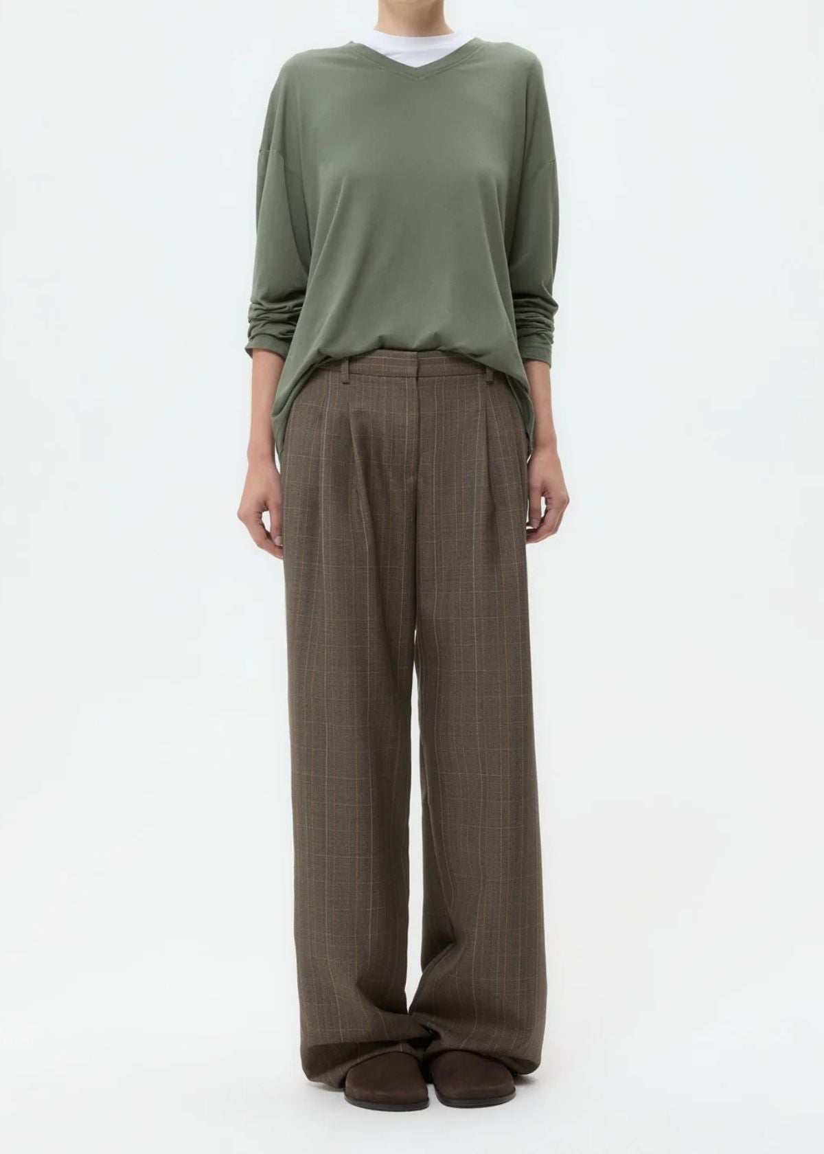 TWP Sulli Stretch Wool Pant - Medium Heather Grey Multi