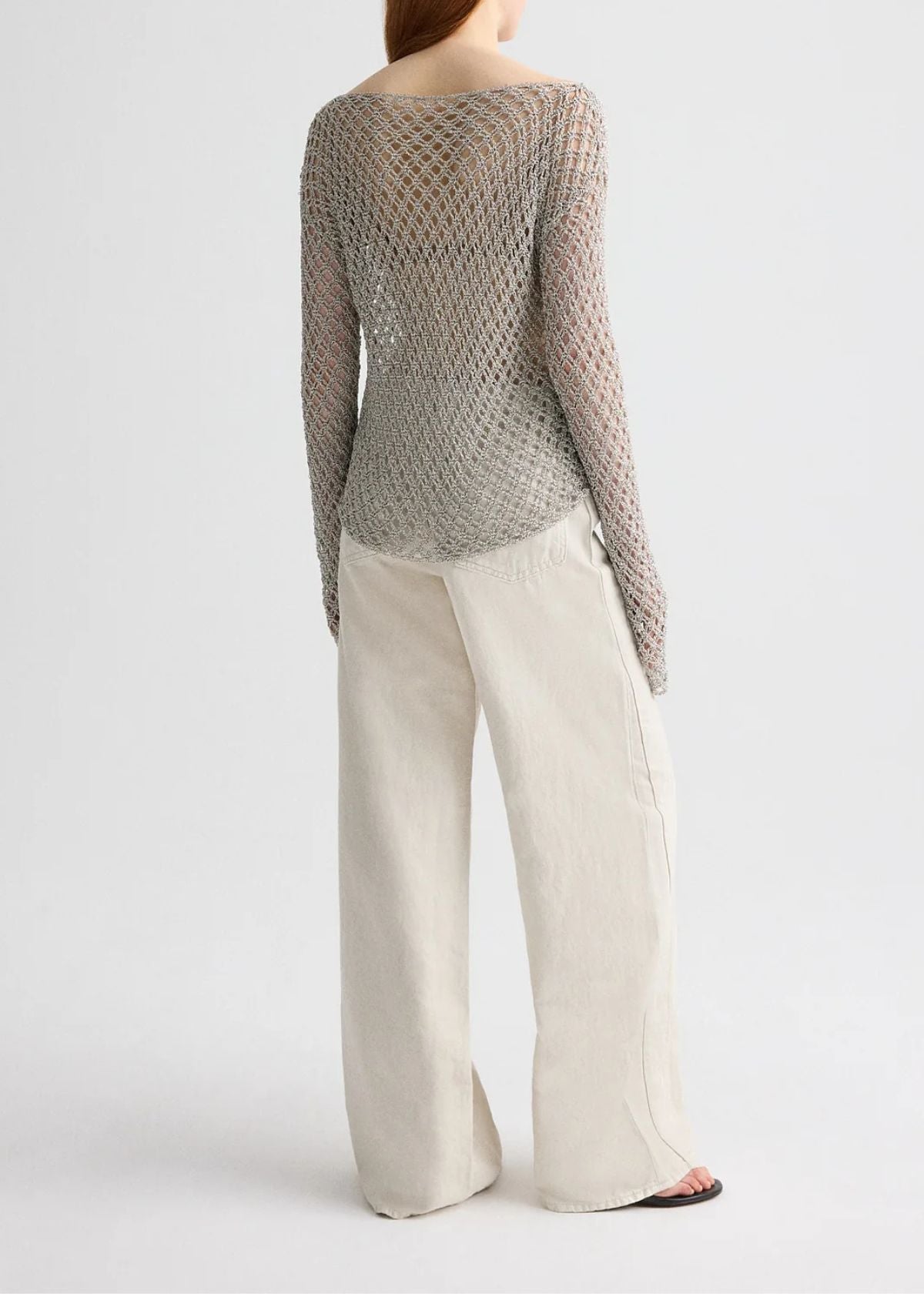 TWP Hand Crochet Slash Neck Top - Pale Champagne