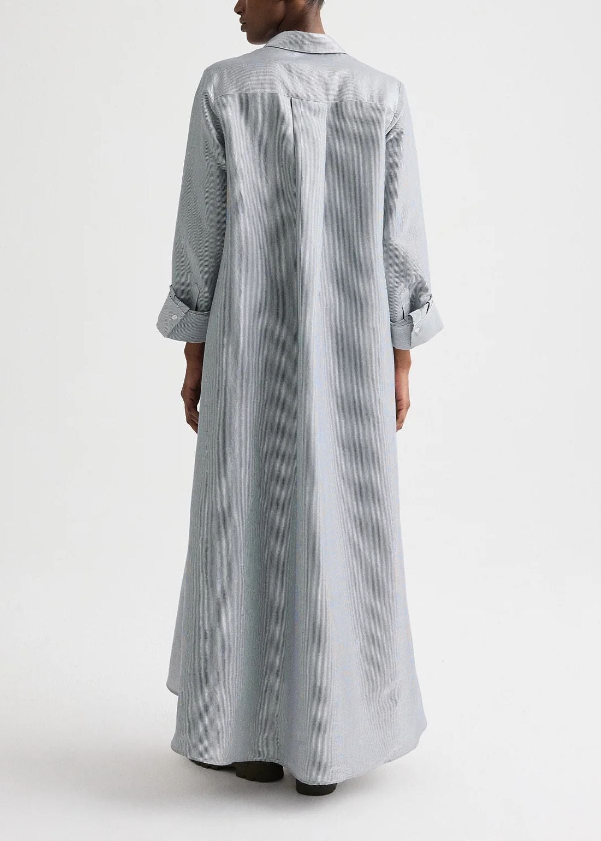 TWP Jenny's Glossy Mini Stripe Gown - White/Blue