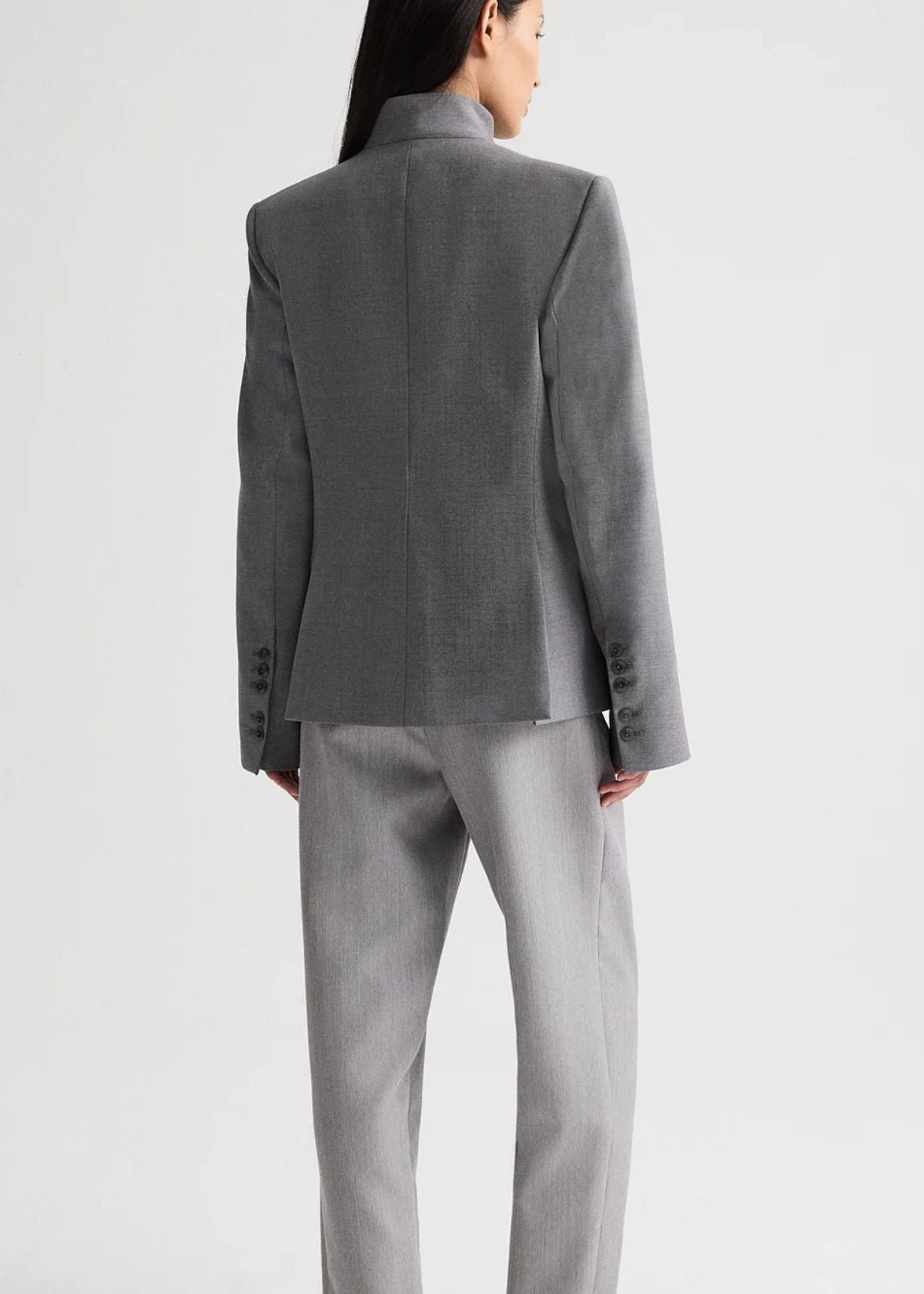 TWP The Double Take Blazer in Soft Finish Stretch Wool - Medium Heather Grey