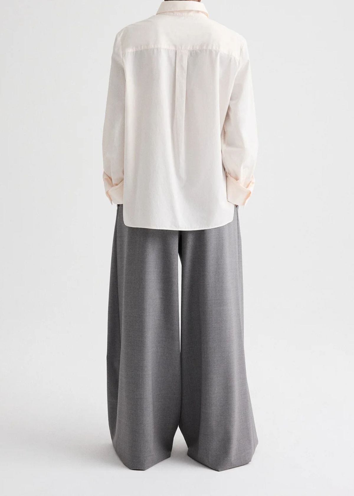 TWP Avery Pant in Soft Finish Stretch Wool - Medium Heather Grey