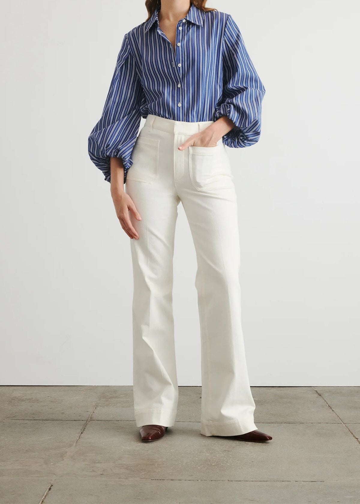 TANYA TAYLOR Nicole Denim Pant - Chalk