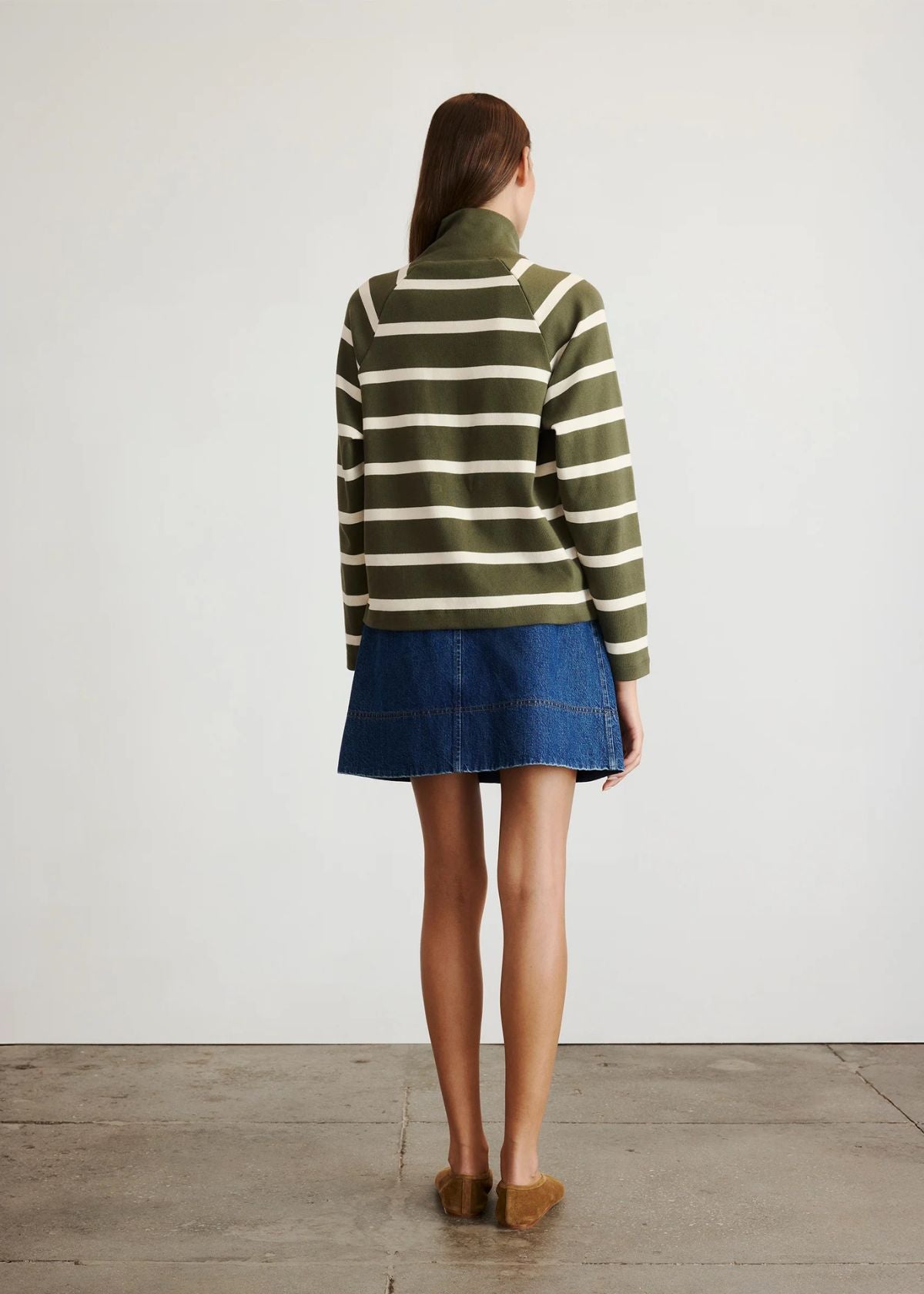 TANYA TAYLOR Brinkley Top - Army/Chalk Wide Stripe