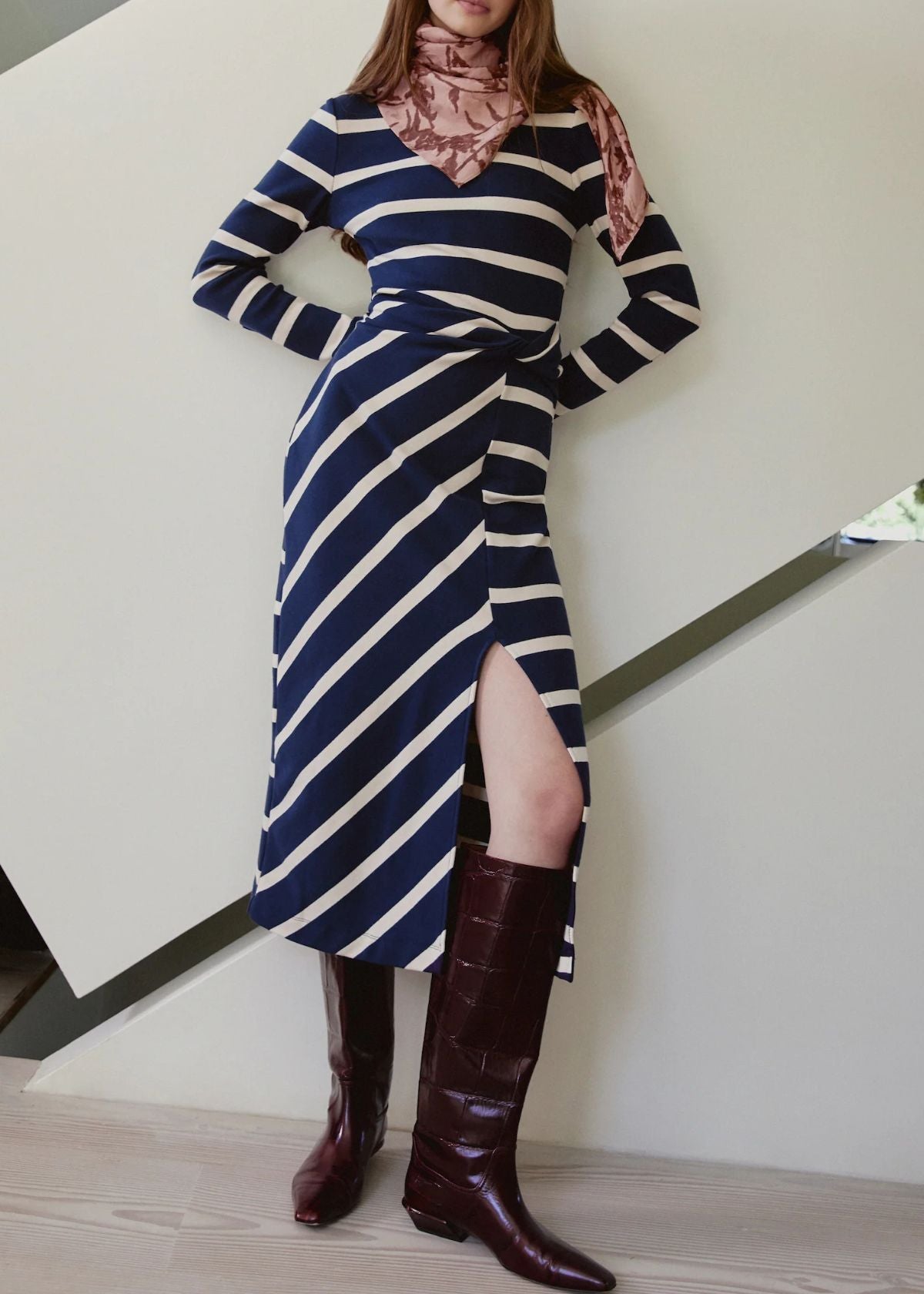 TANYA TAYLOR Brindy Dress - Maritime Blue/Cream Wide Stripe