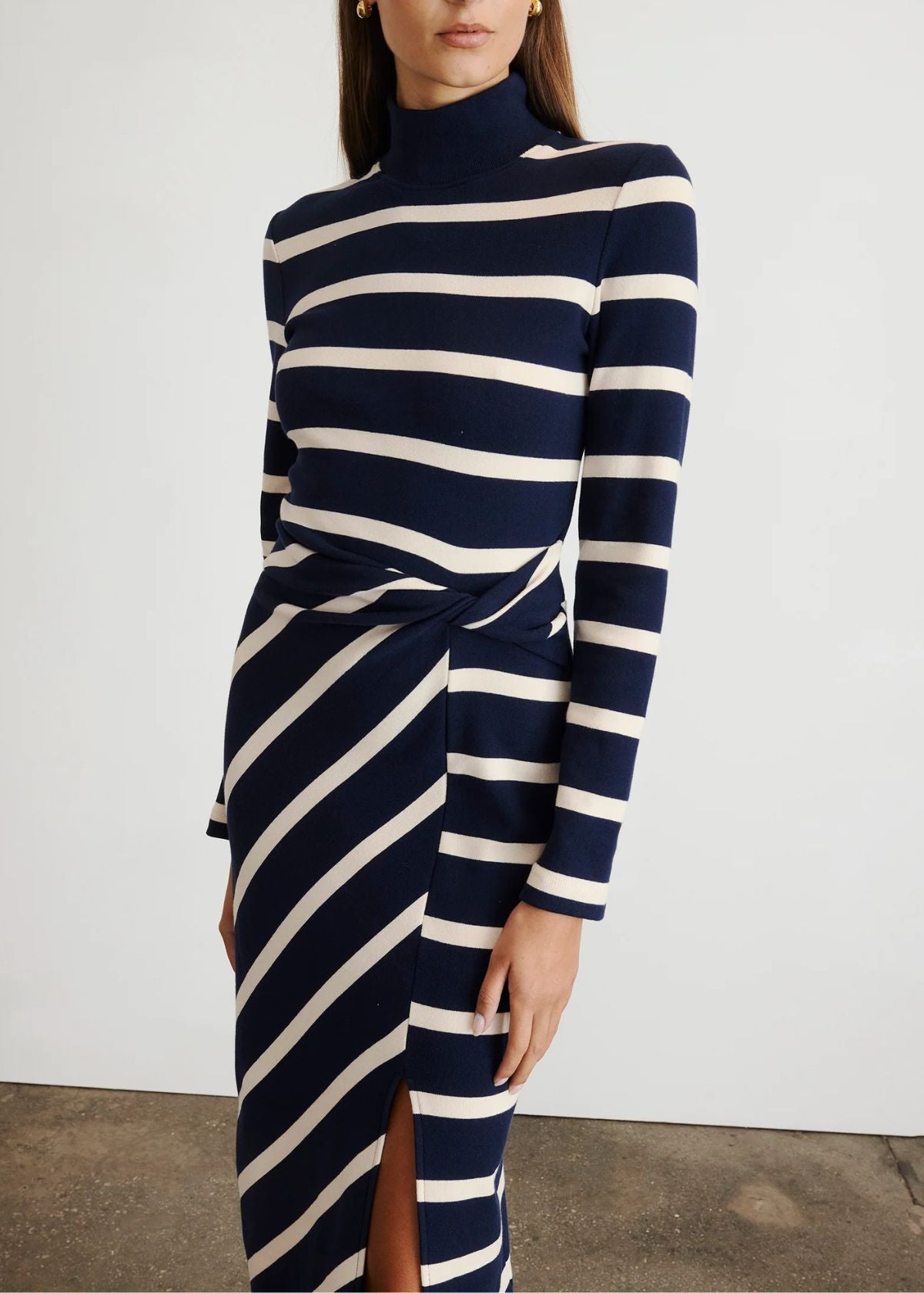 TANYA TAYLOR Brindy Dress - Maritime Blue/Cream Wide Stripe
