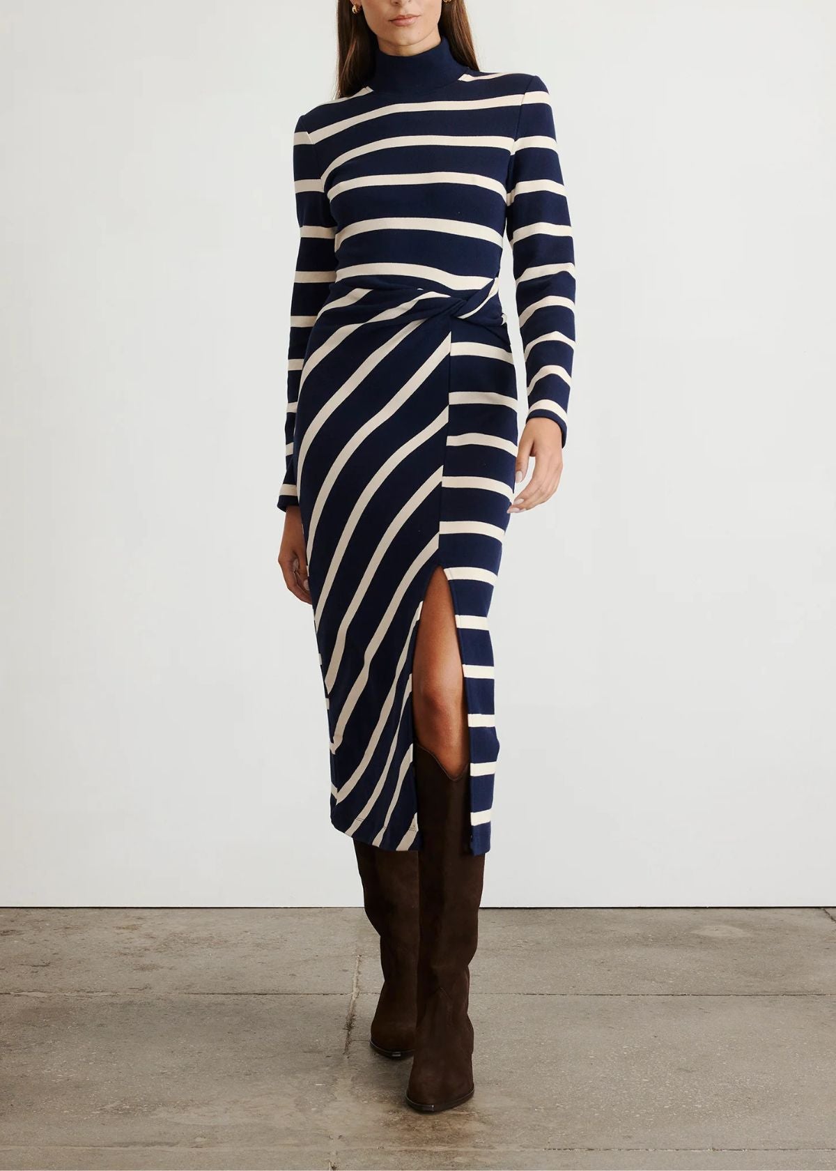 TANYA TAYLOR Brindy Dress - Maritime Blue/Cream Wide Stripe
