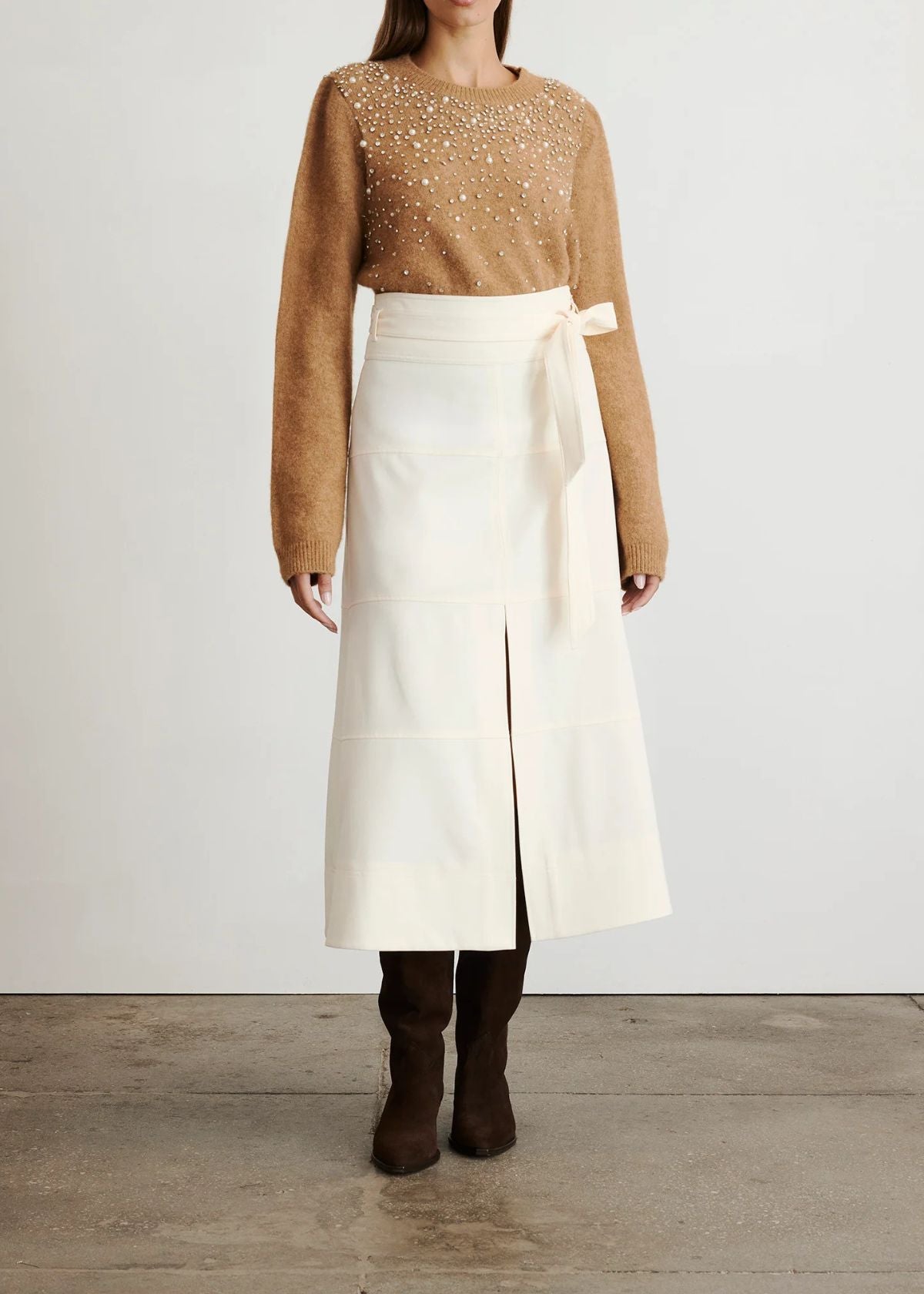 TANYA TAYLOR Lexia Embellished Sweater - Camel