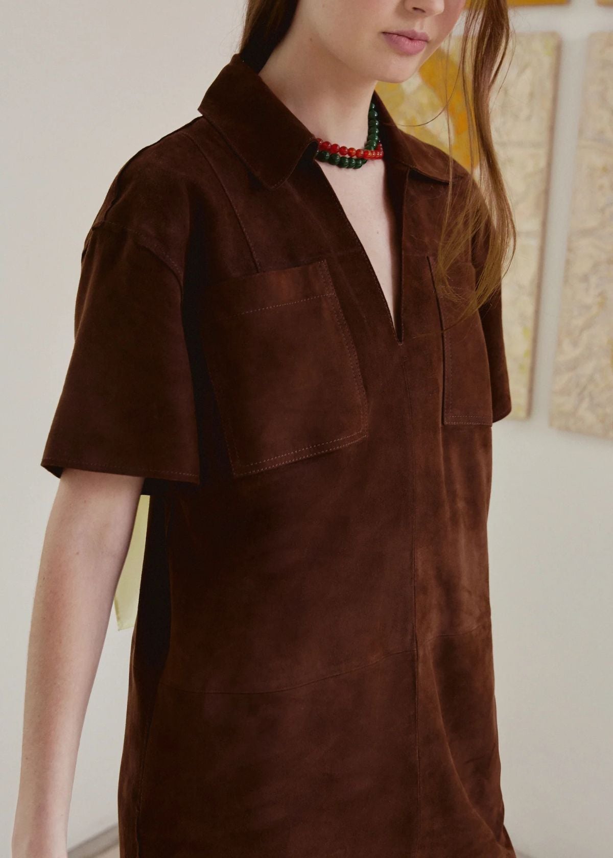 TANYA TAYLOR Tabby Suede Mini Dress - Chocolate