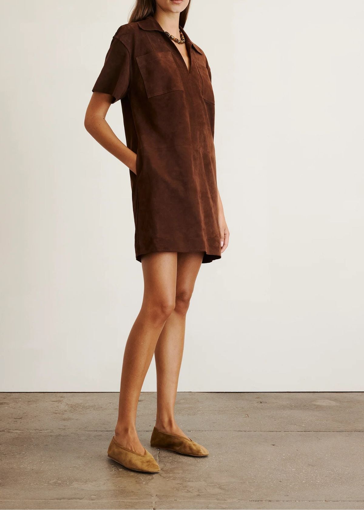 TANYA TAYLOR Tabby Suede Mini Dress - Chocolate
