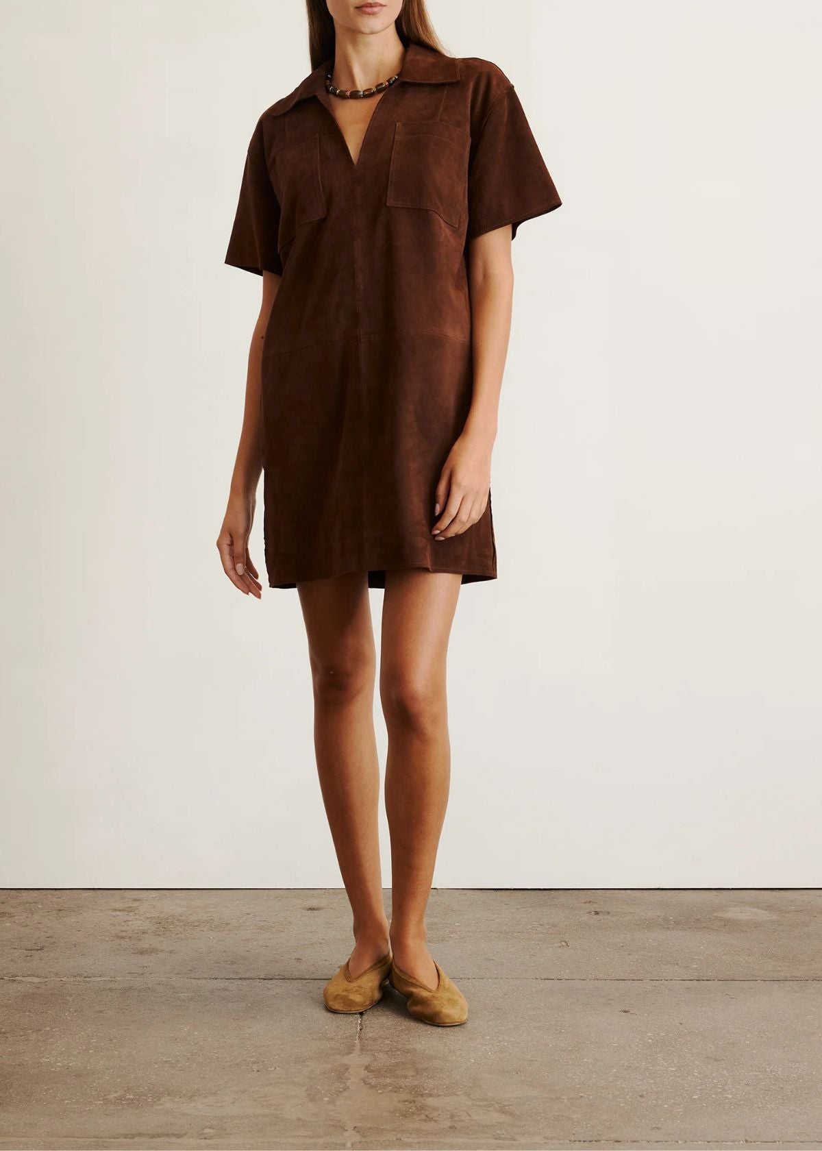TANYA TAYLOR Tabby Suede Mini Dress - Chocolate
