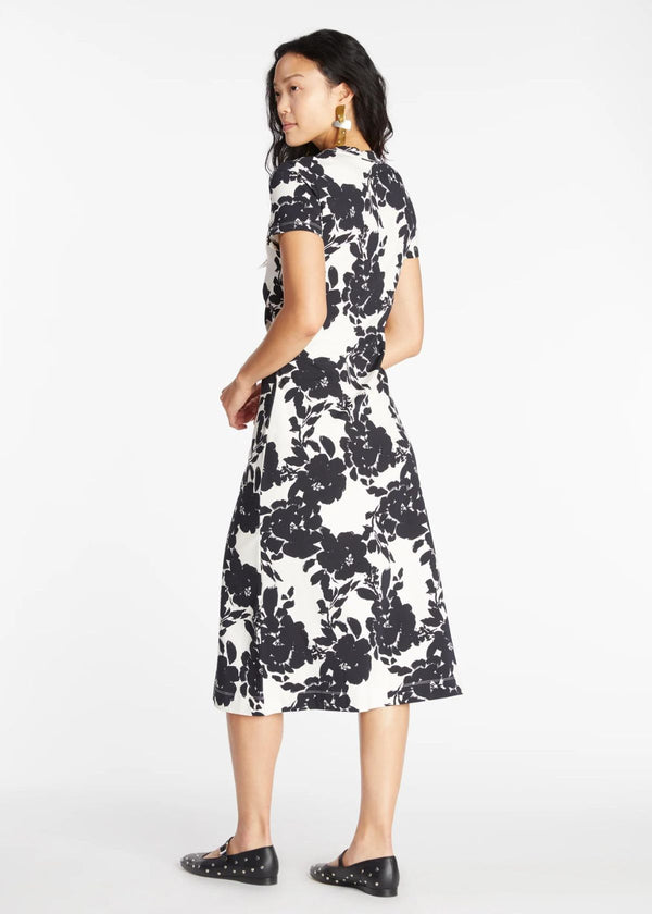 TANYA TAYLOR Mac Shadow Bloom Print Dress - Cream and Black