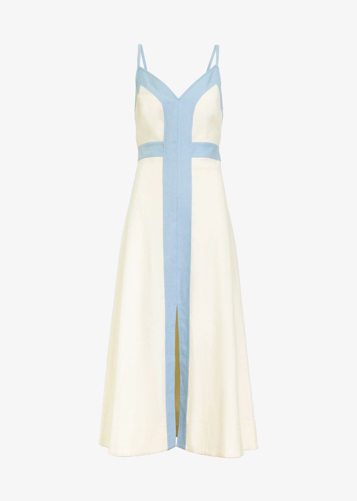 TANYA TAYLOR Madden Midi Dress - Cream/Powder Blue