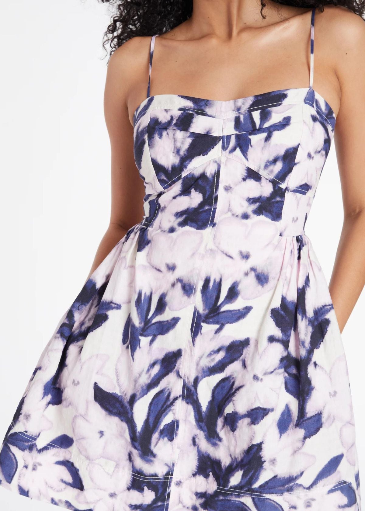 TANYA TAYLOR Gellar Dress - Lilac Off White Multi