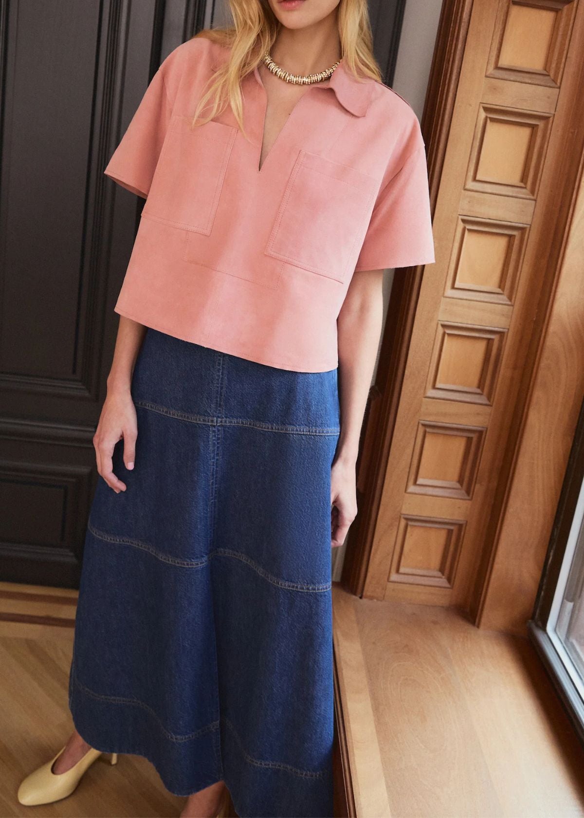 TANYA TAYLOR Jade Suede Top - Rose Quartz