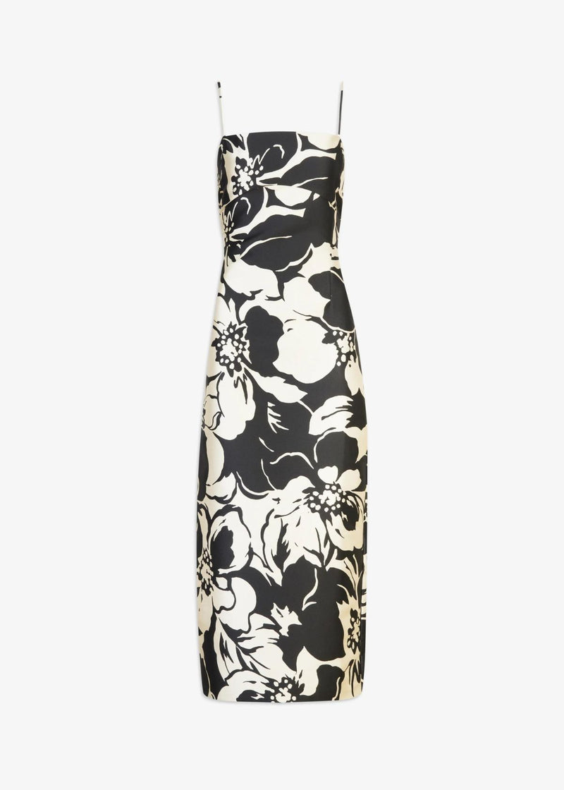 TANYA TAYLOR Neema Orchid Garden Print Dress - Black and Cream