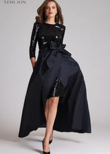 TERI JON Sequin Short Dress With Long Attachable Skirt