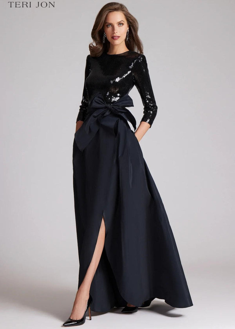 TERI JON Sequin Short Dress With Long Attachable Skirt