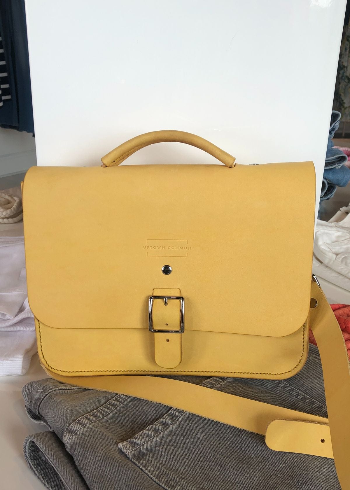 UPTOWN COMMON La Borsetta Leather Handbag - Limone/Nickel