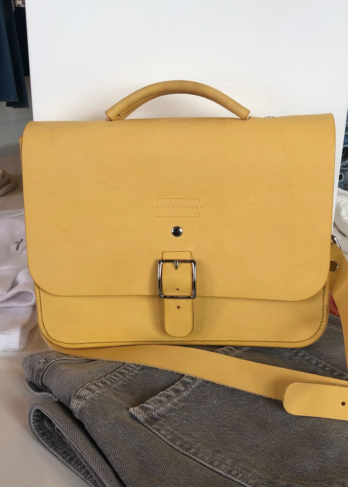 UPTOWN COMMON La Borsetta Leather Handbag - Limone/Nickel