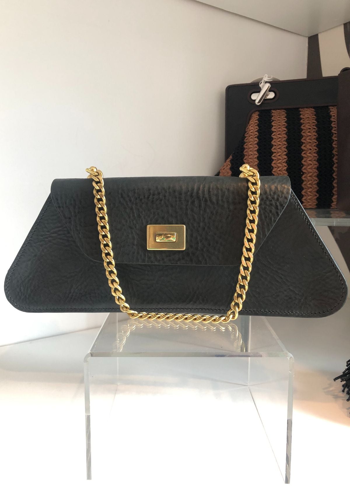 UPTOWN COMMON Trapezio Handbag - Black/Brass