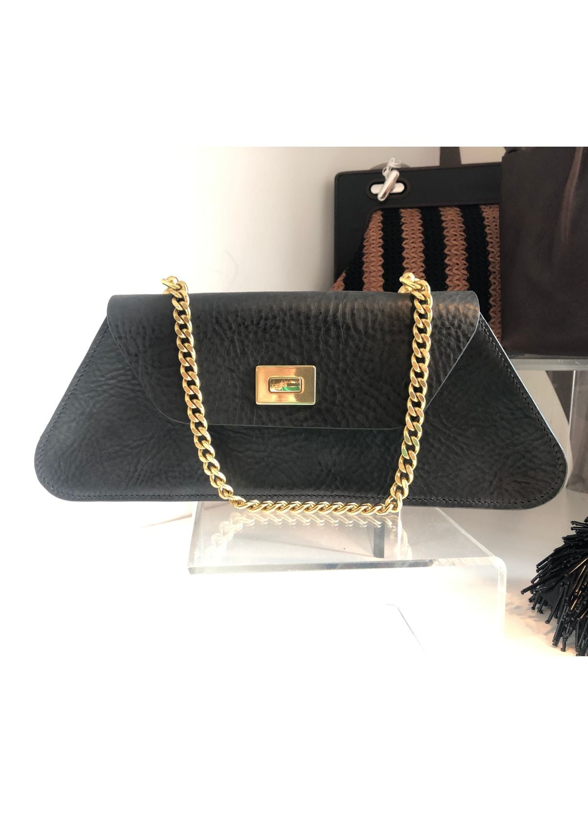 UPTOWN COMMON Trapezio Handbag - Black/Brass