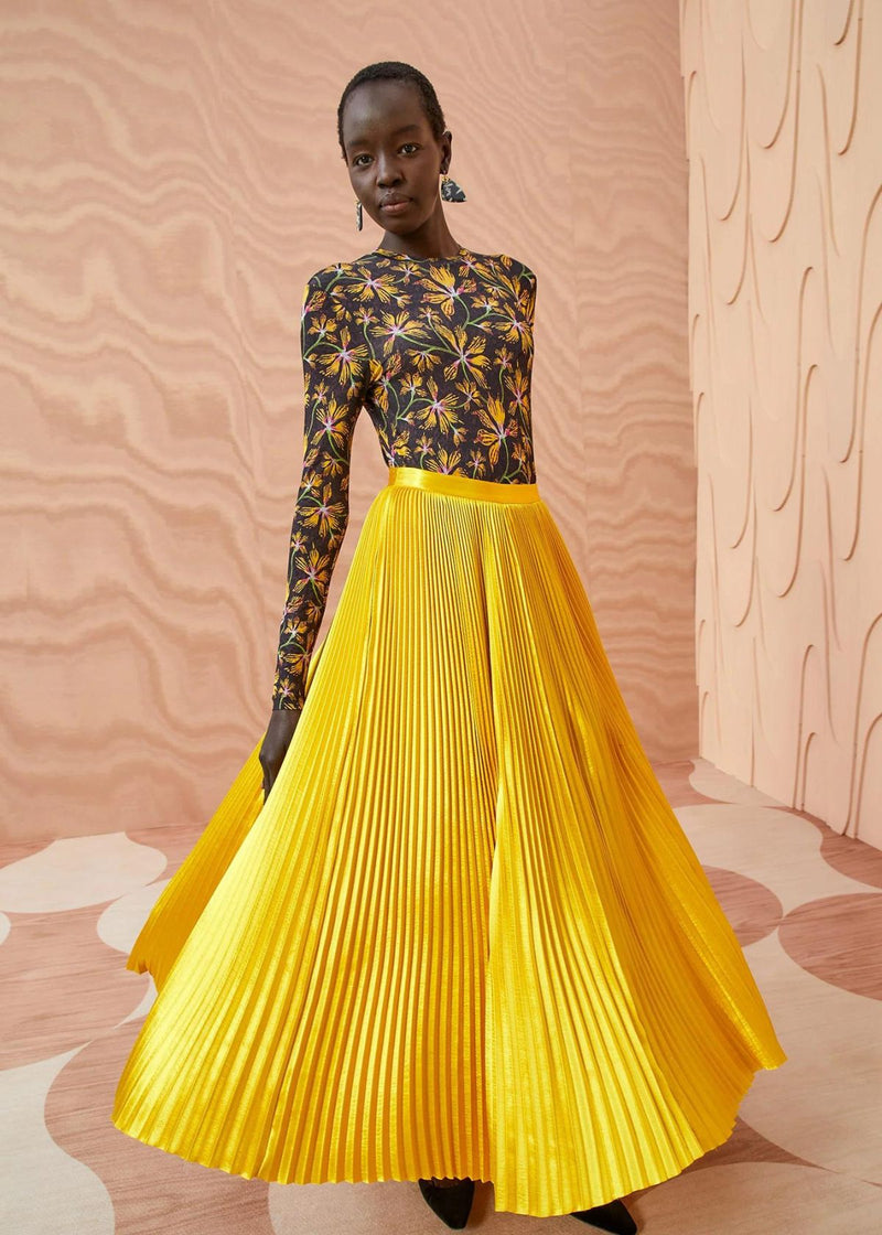ULLA JOHNSON Rami Pleated Skirt - Sunsprite