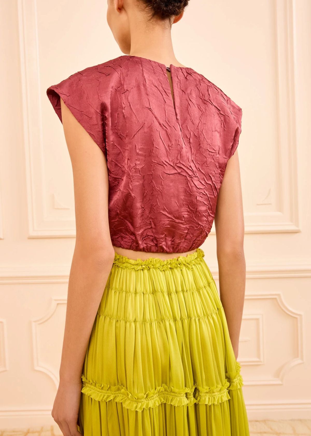 ULLA JOHNSON Gisella Satin Crop Top - Fig