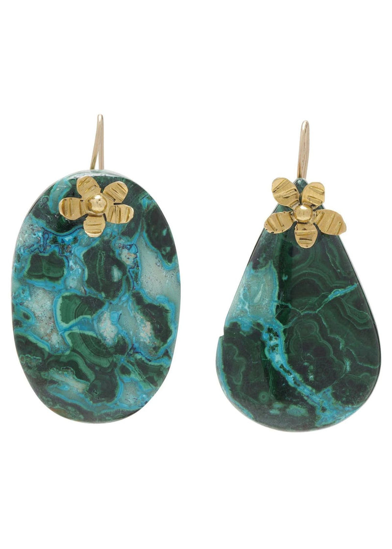 ULLA JOHNSON Hammered Chain Organic Stone Earring - Turquoise