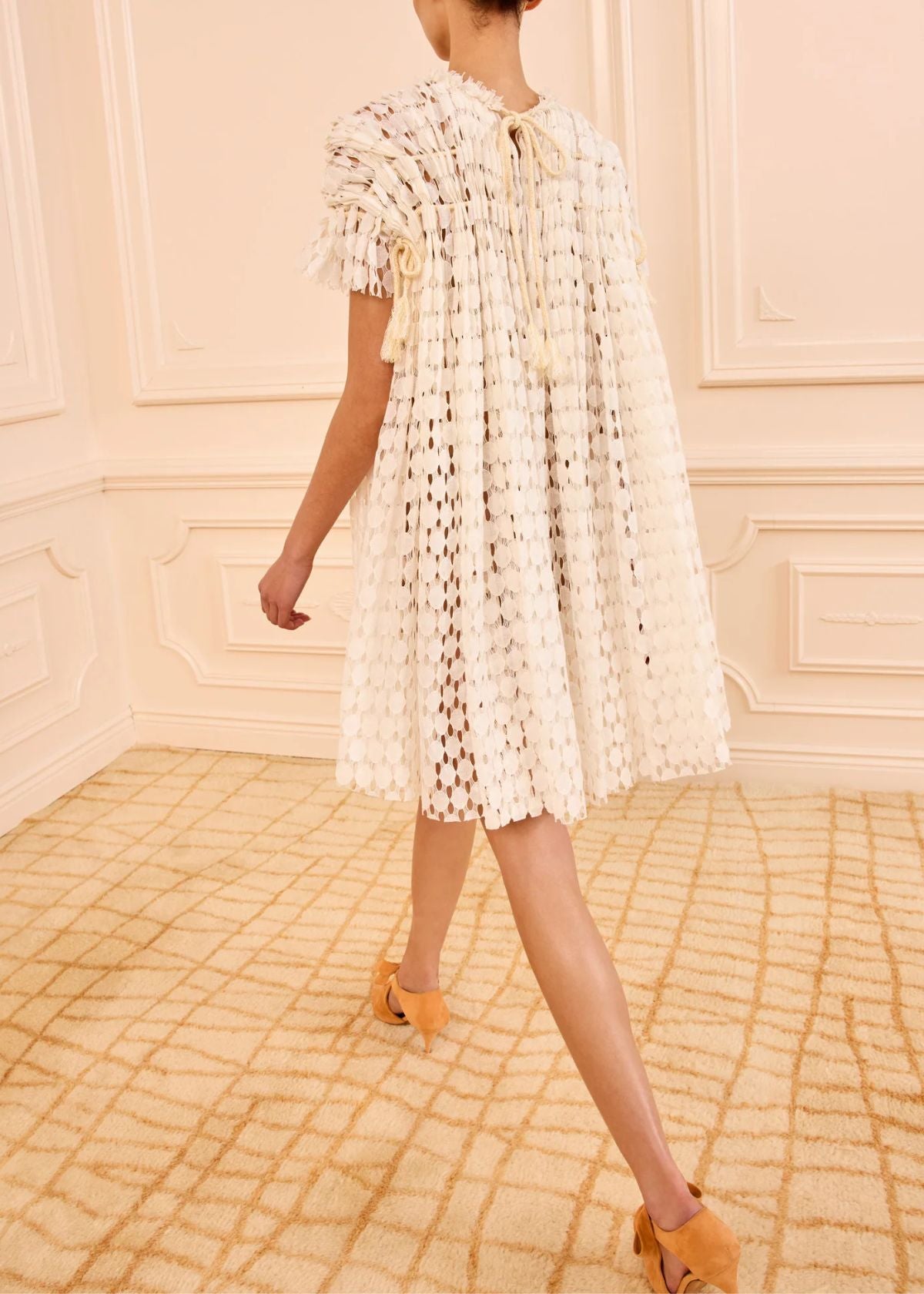 ULLA JOHNSON Layla Lace Mini Dress - Chalk