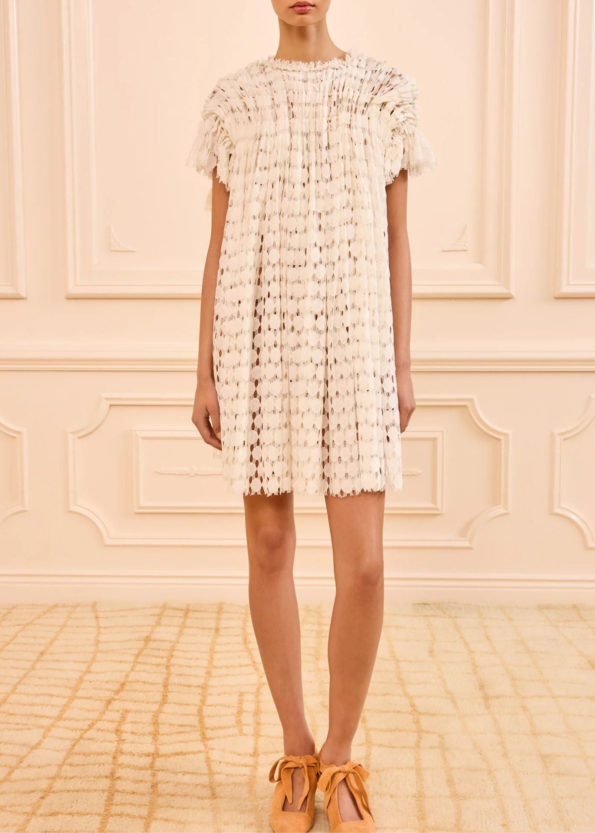 ULLA JOHNSON Layla Lace Mini Dress - Chalk