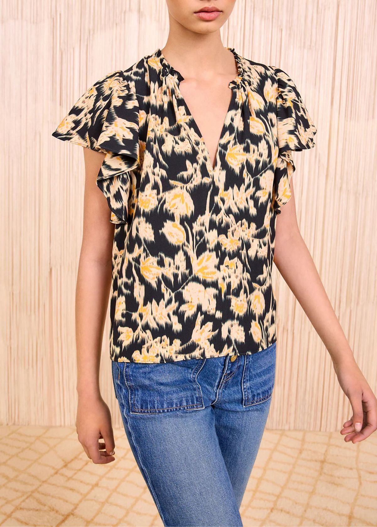 ULLA JOHNSON Lilo Flutter Sleeve Top - Tourmaline