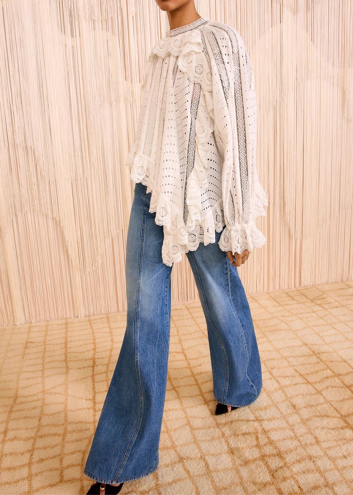 ULLA JOHNSON Marcella Asymmetrical Long Sleeve Top - Pristine